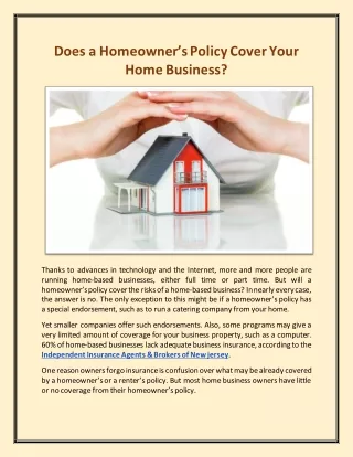 Does a Homeowner’s Policy Cover Your Home Business