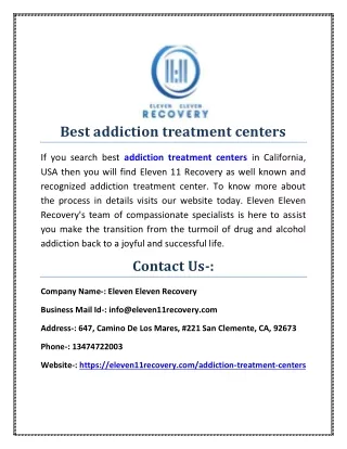 Best addiction treatment centers