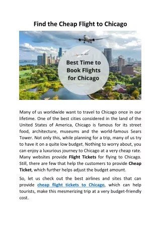 find the cheap flight to chicago