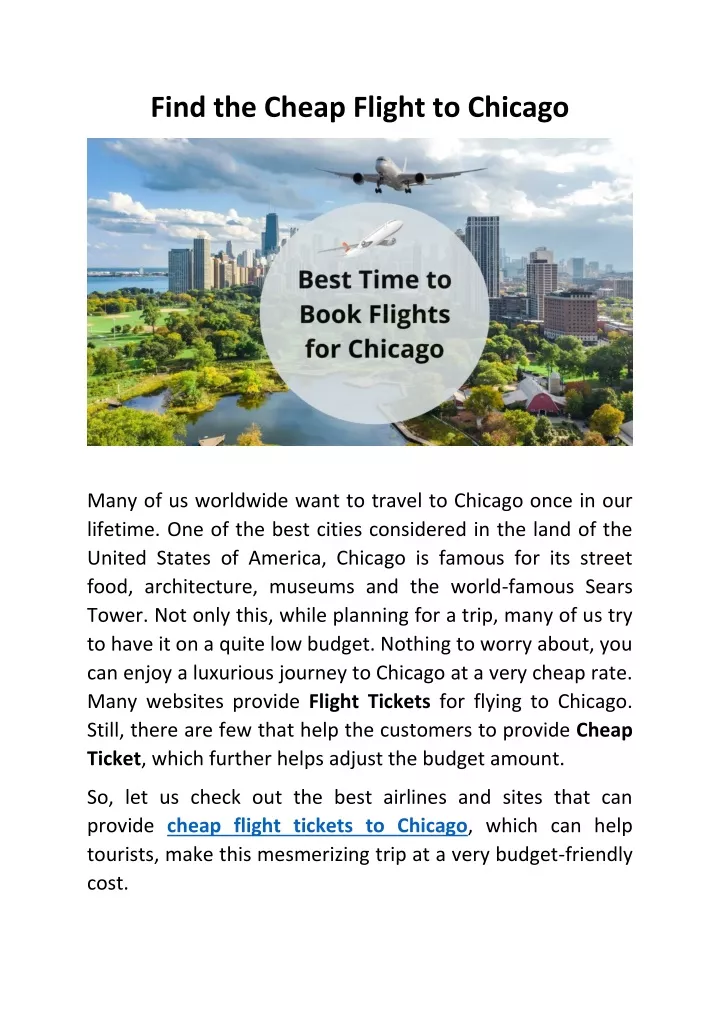 find the cheap flight to chicago