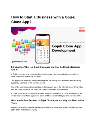 Start a Business with a Gojek Clone App