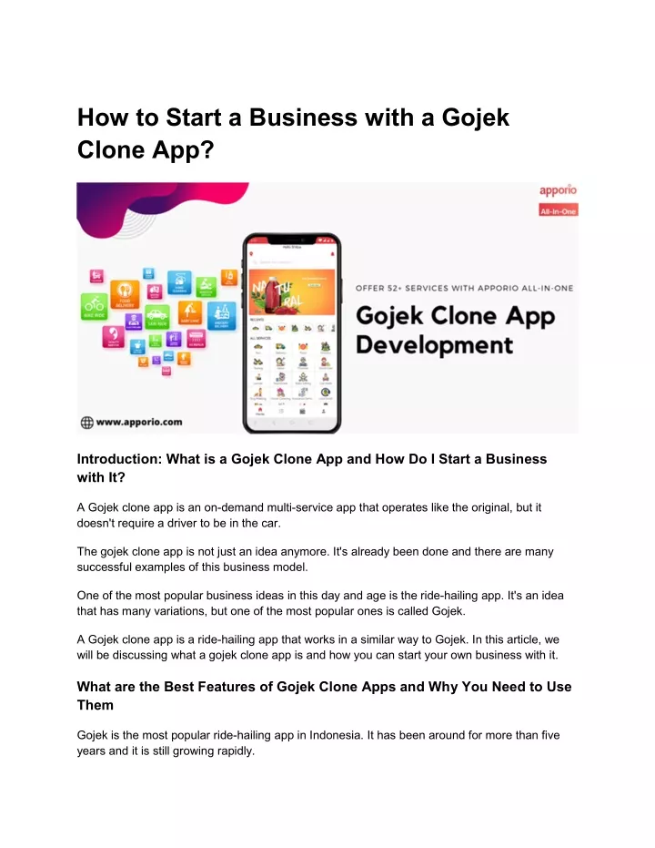 how to start a business with a gojek clone app