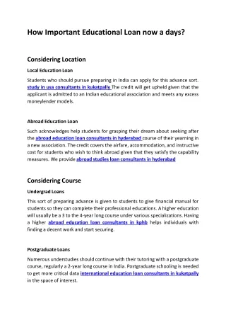 How Important Educational Loan now a days?