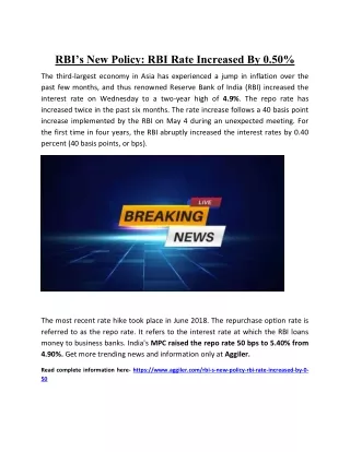 rbi s new policy rbi rate increased by 0 50