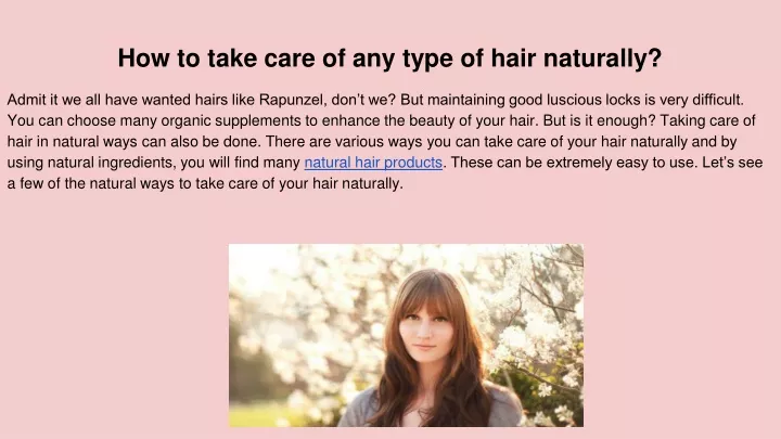 how to take care of any type of hair naturally