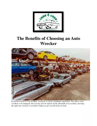 The Benefits of Choosing an Auto Wrecker