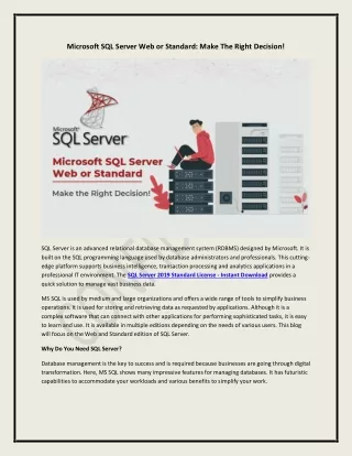 microsoft sql server web or standard make