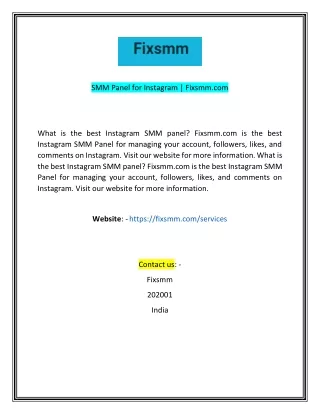 SMM Panel for Instagram  Fixsmmcom