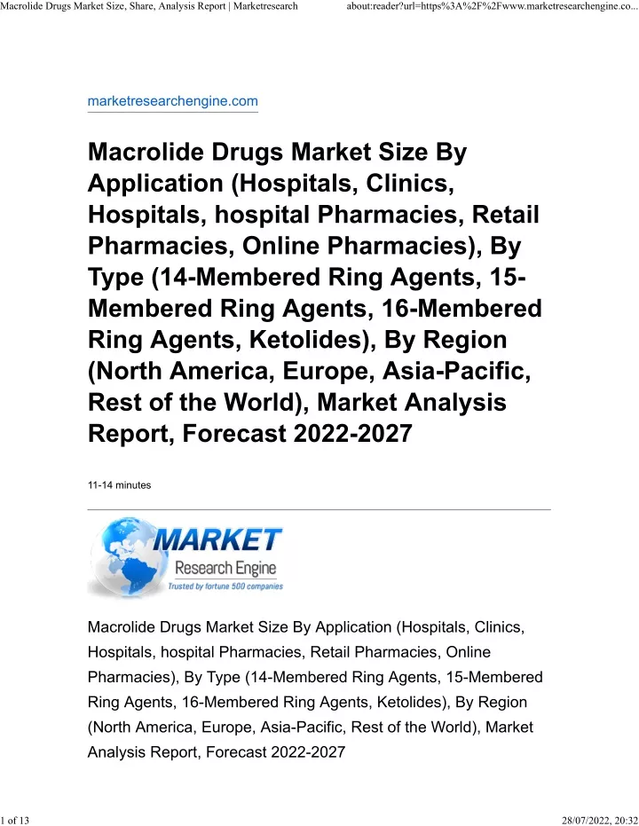 macrolide drugs market size share analysis report