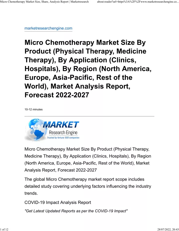 micro chemotherapy market size share analysis