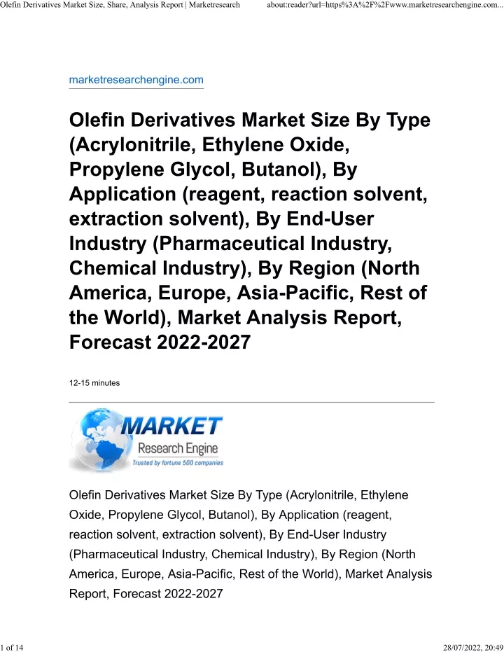 olefin derivatives market size share analysis