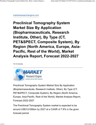 Preclinical Tomography System Market