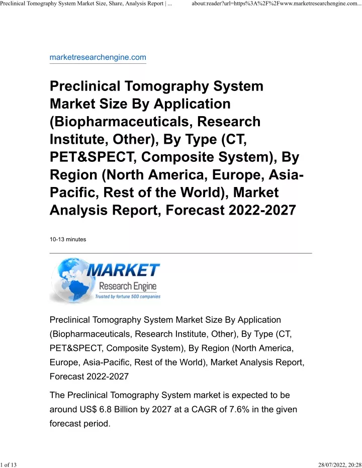 preclinical tomography system market size share