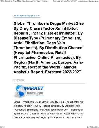 Thrombosis Drugs Market