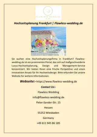Hochzeitsplanung Frankfurt  Flawless-wedding.de
