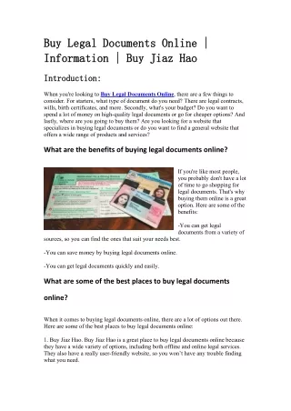 Buy Legal Documents Online | Information | Buy Jiaz Hao
