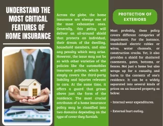 Understand The Most Critical Features Of Home Insurance.