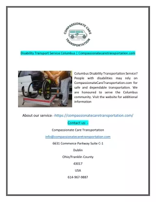 Disability Transport Service Columbus Compassionatecaretransportationcom