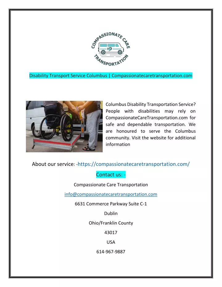 disability transport service columbus