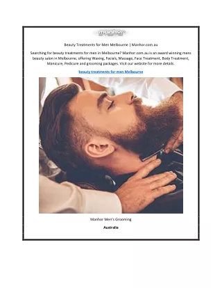Beauty Treatments for Men Melbourne | Manhor.com.au