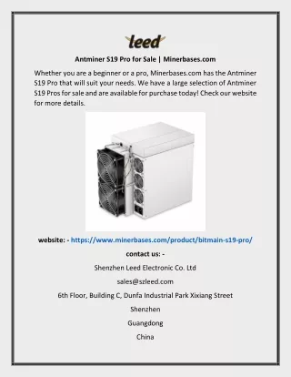 antminer s19 pro for sale minerbases com
