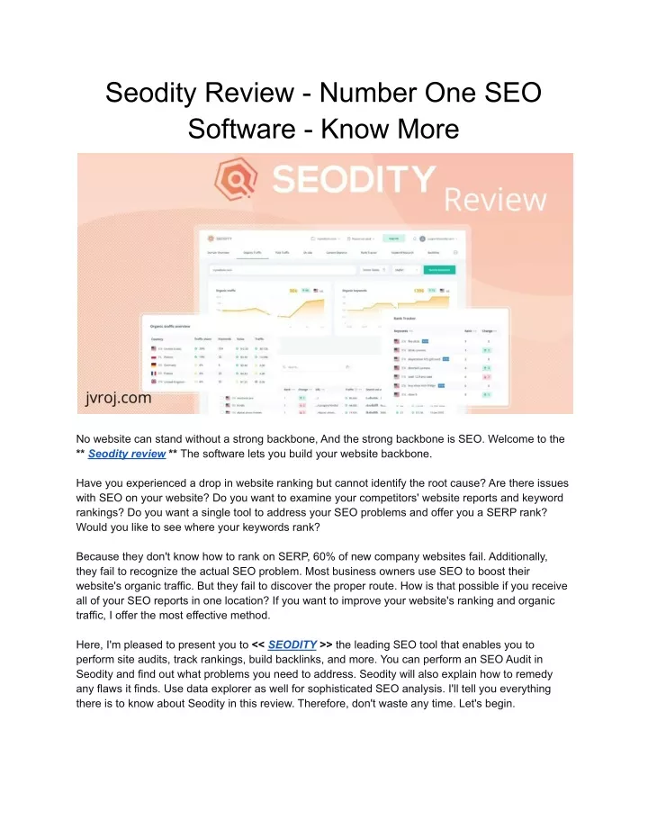 seodity review number one seo software know more