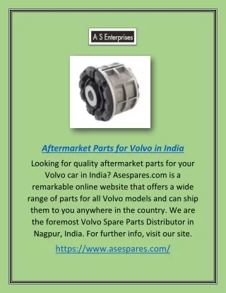 Aftermarket Parts For Volvo In India | Asespares.com