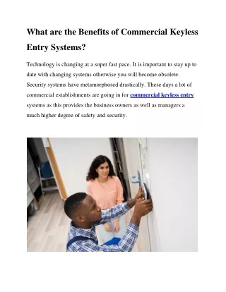 Keyless Entry Security System For Business