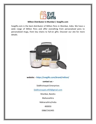Milton Distributor in Mumbai  Svegifts.com