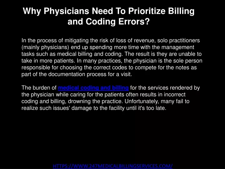 why physicians need to prioritize billing and coding errors