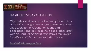 Davidoff Nicaragua Toro  Cigarcellarofmiami.com