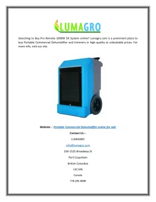 Portable Commercial Dehumidifier Online for Sale | Lumagro.com