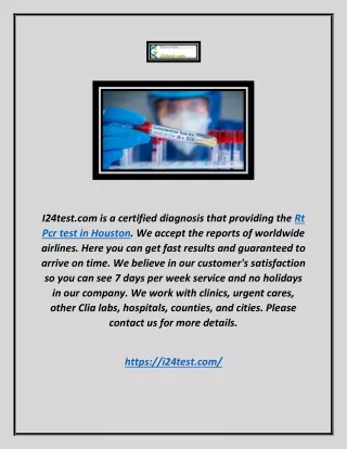 Rt Pcr Test in Houston | I24test.com