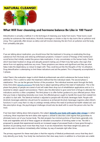 what will liver cleansing and hormone balance