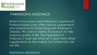 Parkinson's Assistance  Parkinsonsassist.com