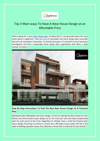top 3 main ways to have a new house design