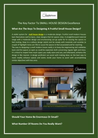 the key factor to small house design excellence