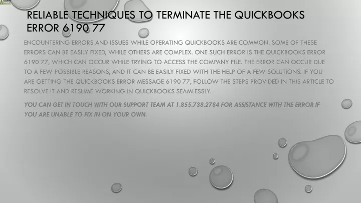 reliable techniques to terminate the quickbooks error 6190 77