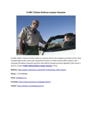 Traffic Tickets Defense Lawyer Houston