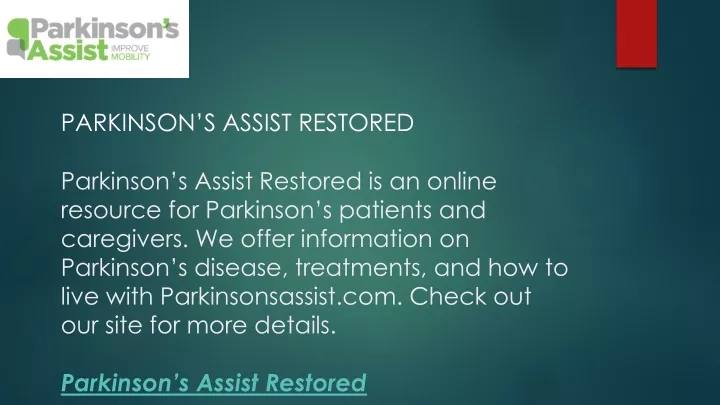 parkinson s assist restored