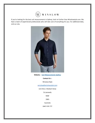 Suit Measurements Sydney | Winslowstyle.com