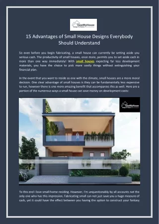 15 advantages of small house designs everybody