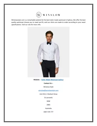 Tailor Made Waistcoat Sydney | Winslowstyle.com