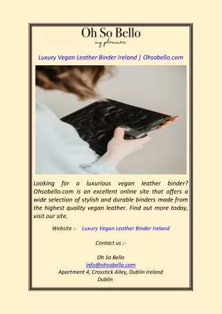 Luxury Vegan Leather Binder Ireland Ohsobello.com