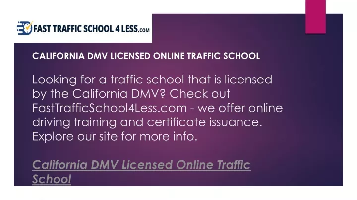 california dmv licensed online traffic school