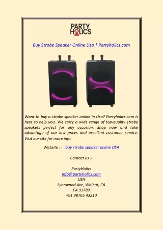 Buy Strobe Speaker Online Usa  Partyholics.com