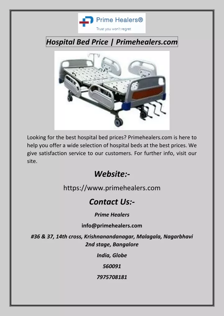 hospital bed price primehealers com