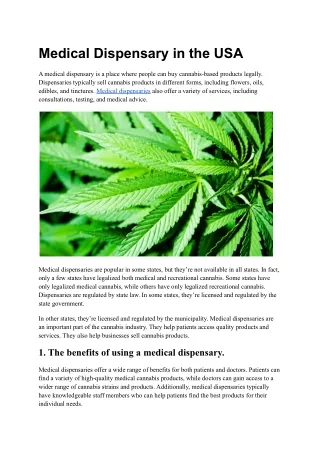 Medical Dispensary in the USA