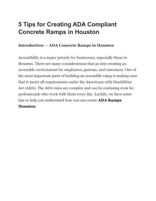 5 Tips for Creating ADA Compliant Concrete Ramps in Houston