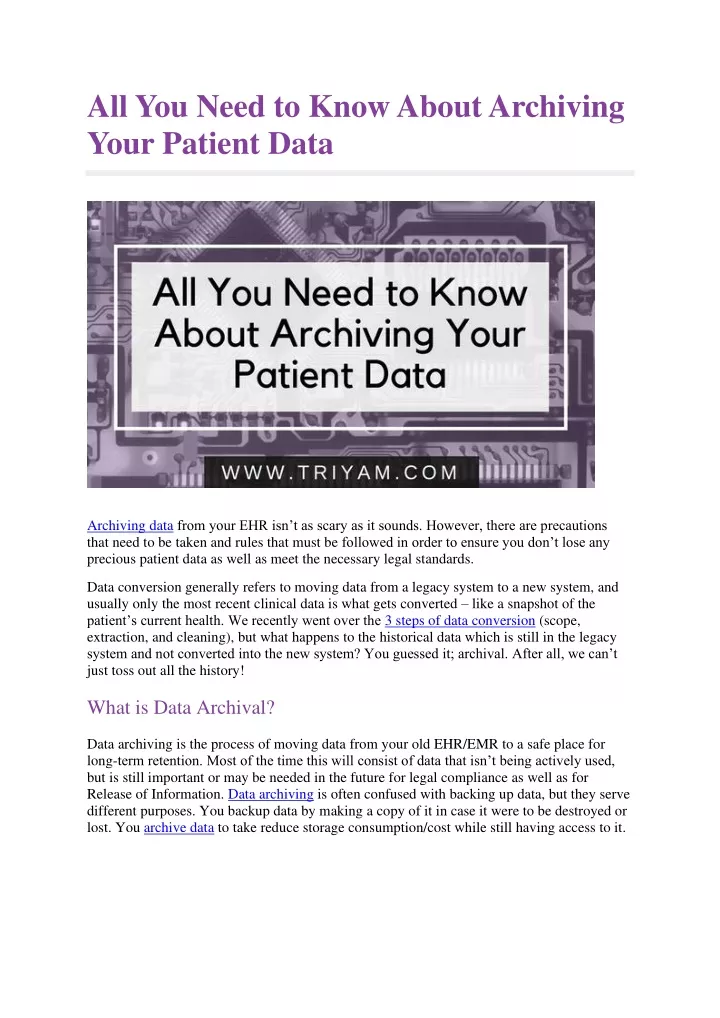 all you need to know about archiving your patient